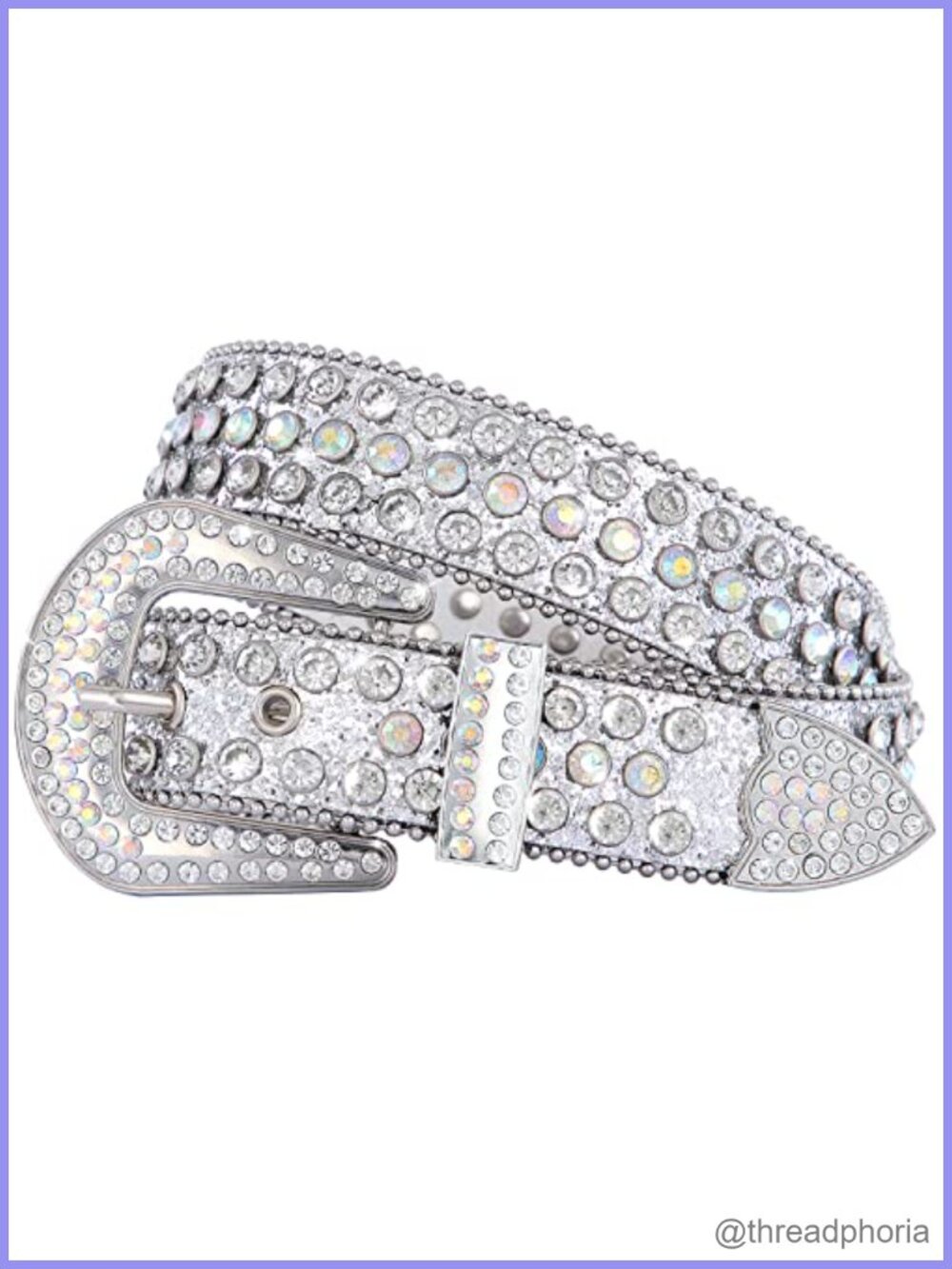 Rhinestone Studded PU Leather Western Belt